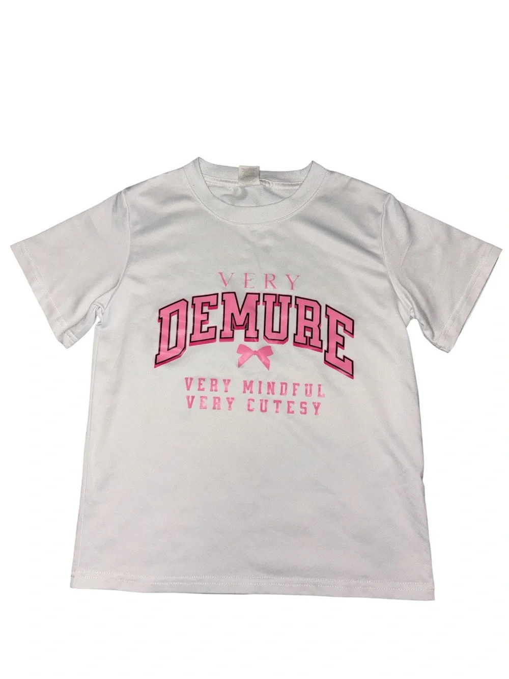 Girls White Short-Sleeve Tee with Pink 